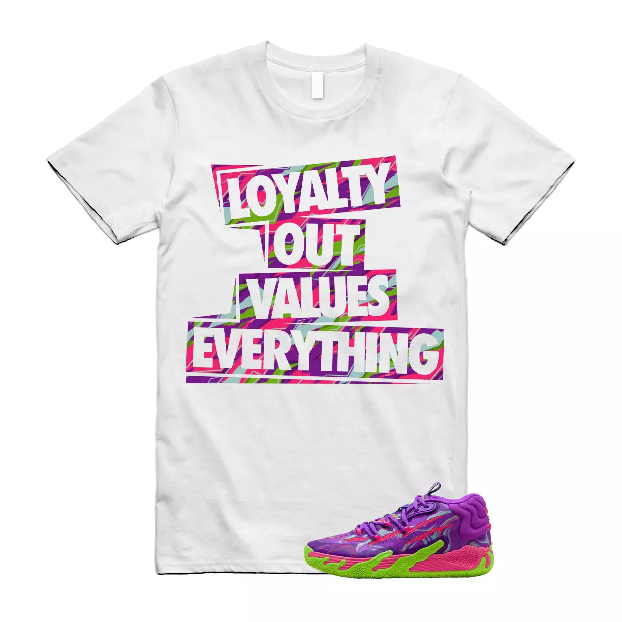 Puma Toxic LaMelo Ball Purple Glimmer Green Gecko 03 Slime T Shirt Match LOVE T-Shirt, Sneaker Match Tee