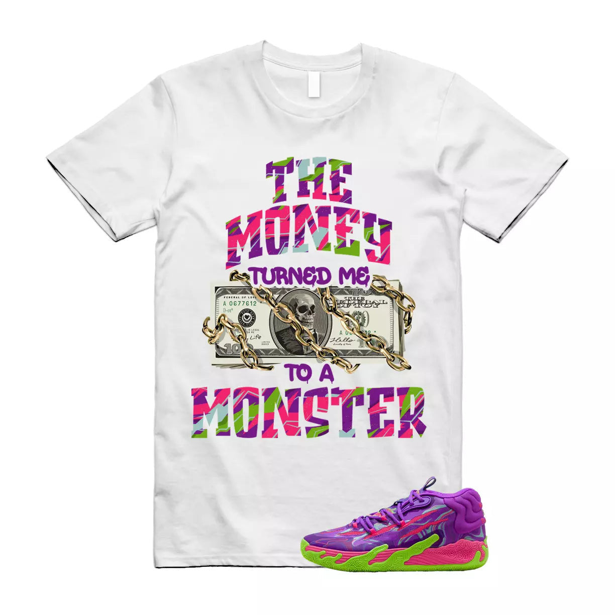 Puma Toxic LaMelo Ball Purple Glimmer Green Gecko 03 Slime T Shirt Match MONSTER T-Shirt, Sneaker Match Tee