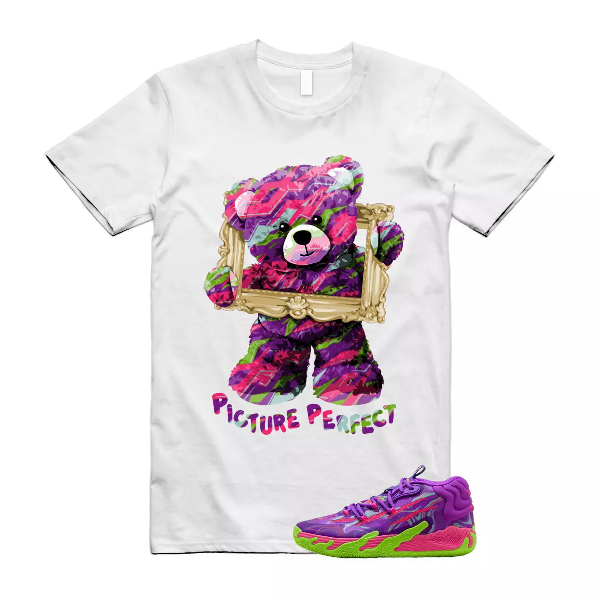 Puma Toxic LaMelo Ball Purple Glimmer Green Gecko 03 Slime T Shirt Match PIC T-Shirt, Sneaker Match Tee