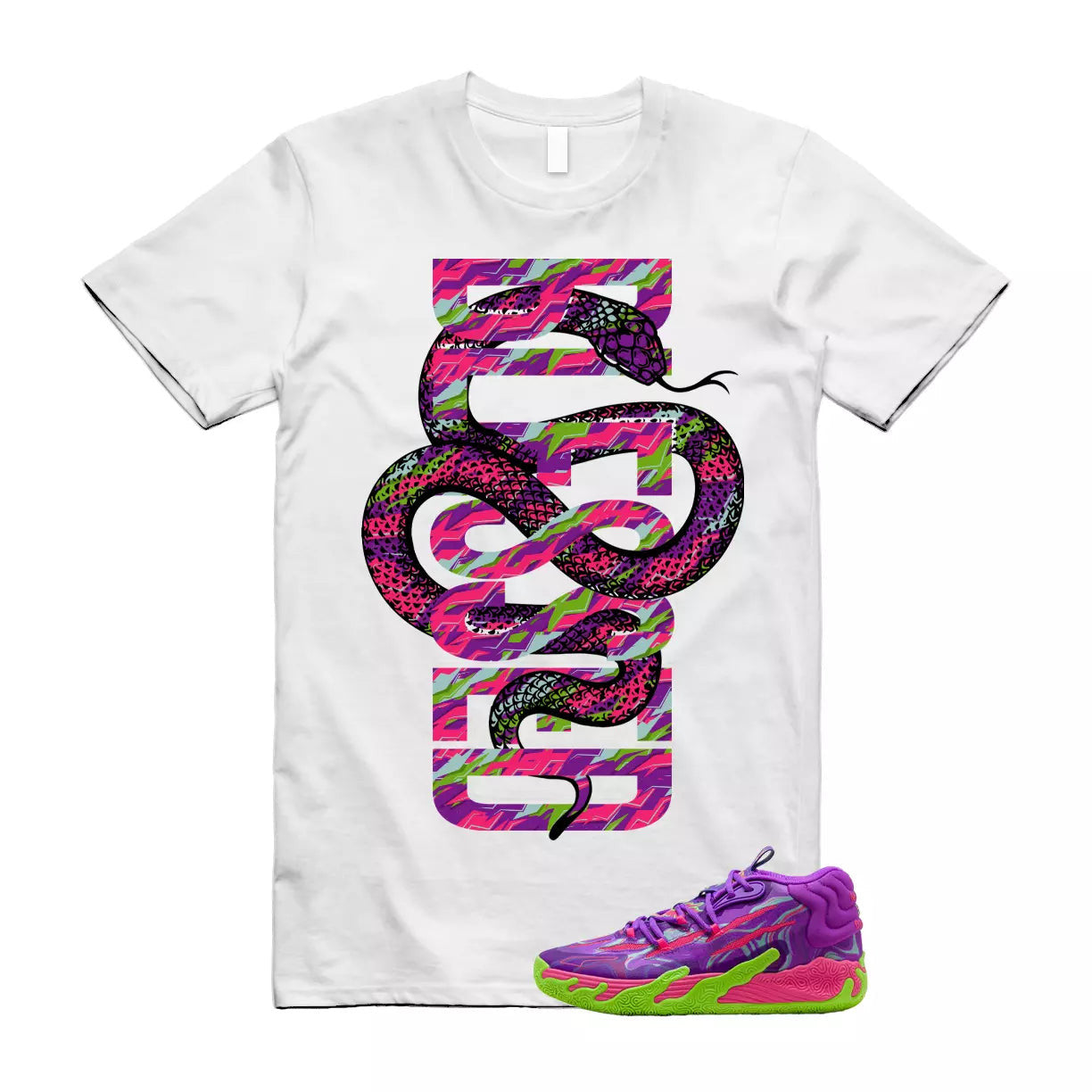 Puma Toxic LaMelo Ball Purple Glimmer Green Gecko 03 Slime T Shirt Match SNAKEB T-Shirt, Sneaker Match Tee