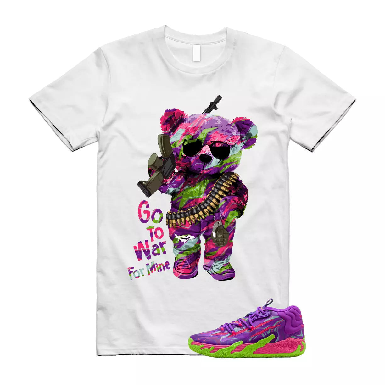 Puma Toxic LaMelo Ball Purple Glimmer Green Gecko 03 Slime T Shirt Match WAR T-Shirt, Sneaker Match Tee