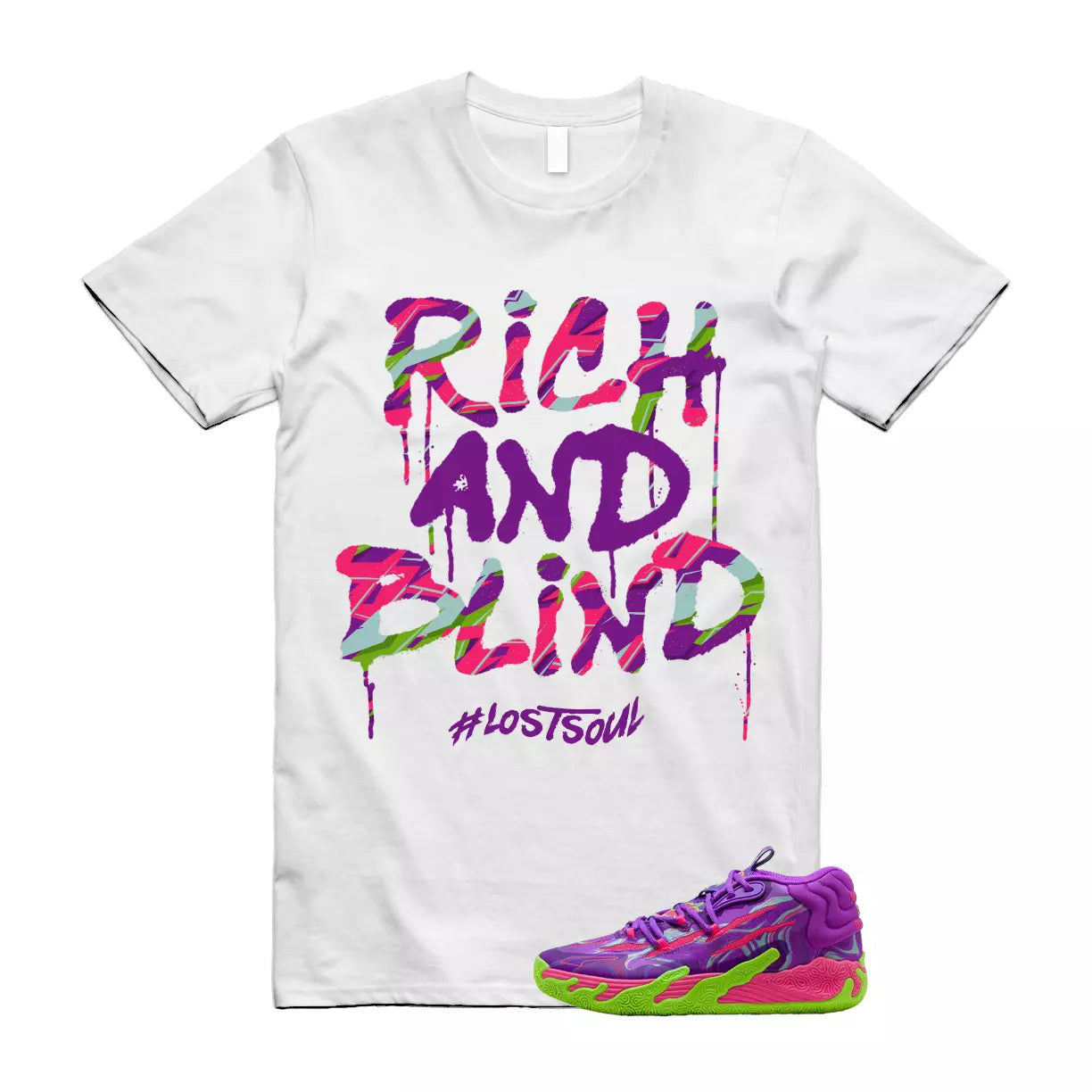 Puma Toxic LaMelo Ball Purple Glimmer Green Gecko 03 Slime T Shirt Match RICH T-Shirt, Sneaker Match Tee