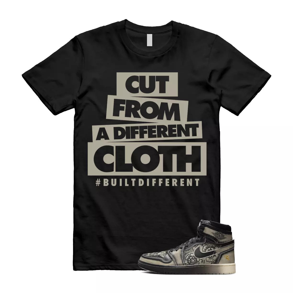 Día De Muertos 1 High Zoom Pale Ivory Black Day Of The Dead T Shirt Match CLOTH T-Shirt, Sneaker Match Tee