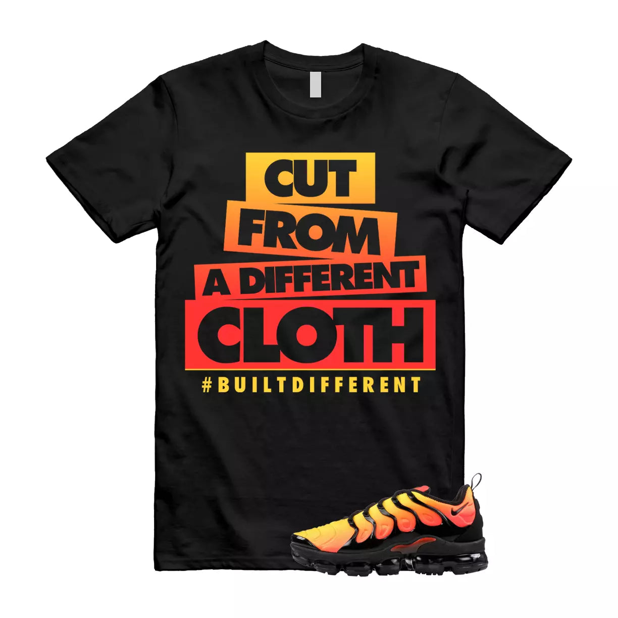 Air VaporMax Plus Crimson Total Orange Black Shirt To Match Cloth T-Shirt 924453-006, Match Sneaker Tee