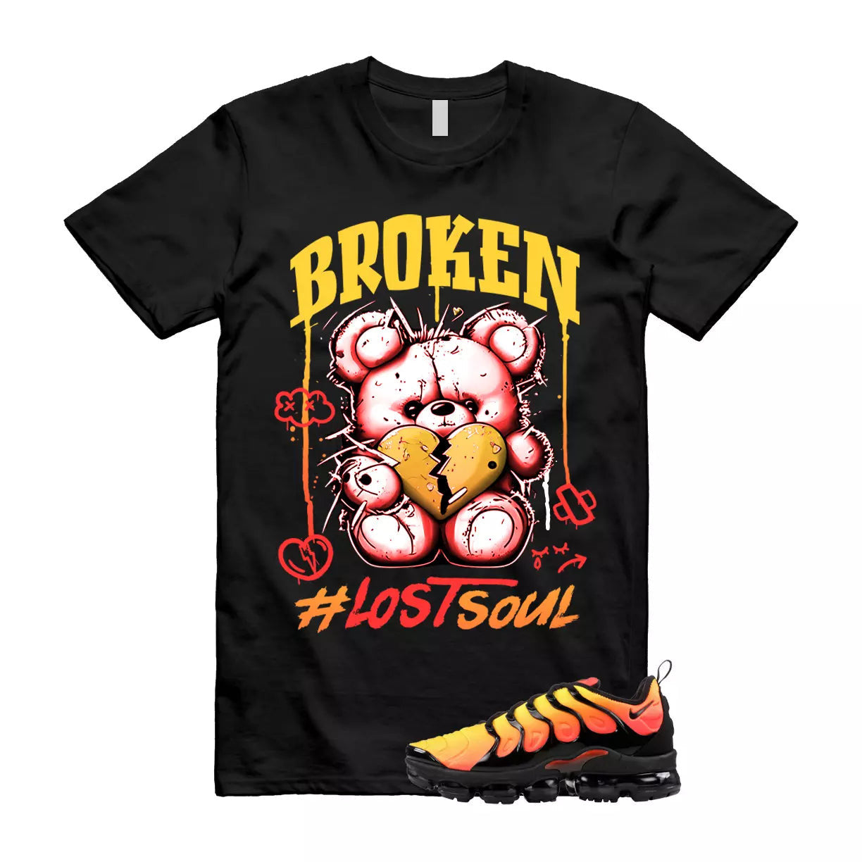 VaporMax Crimson Total Orange Plus Black T Shirt Match BRLS T-Shirt, Sneaker Match Tee