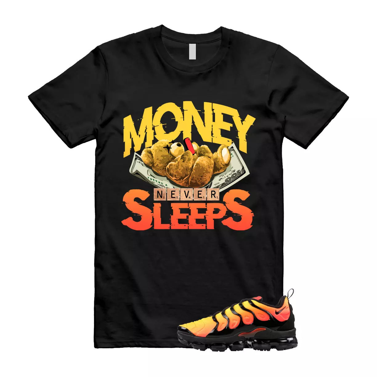 Air VaporMax Plus Crimson Total Orange Black Shirt To Match MNS T-Shirt 924453-006, Match Sneaker Tee