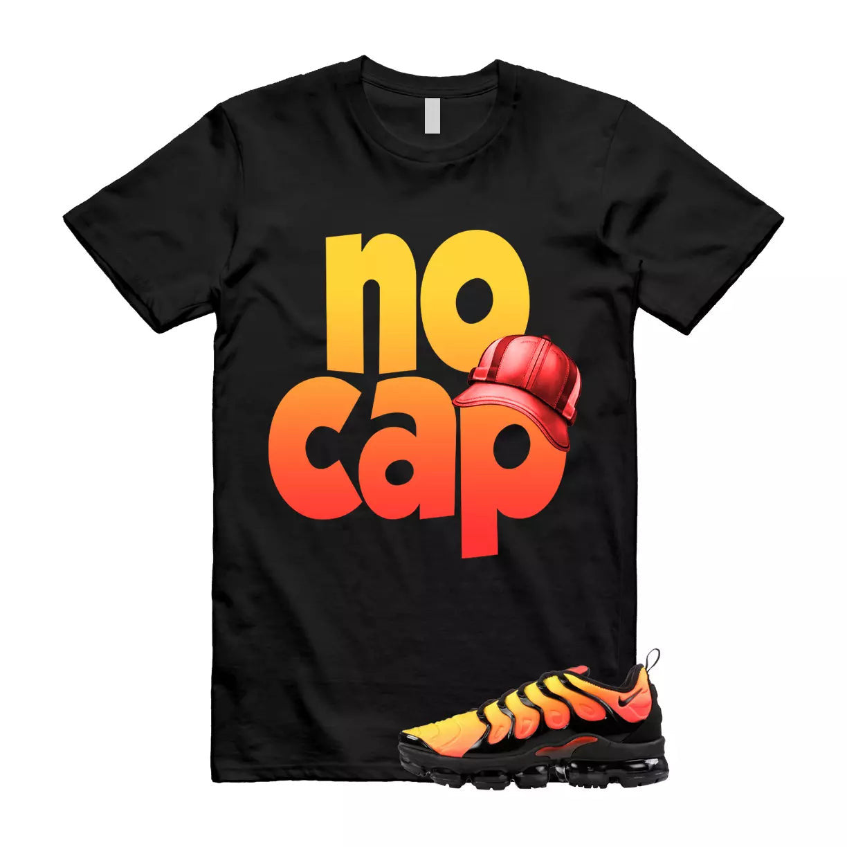 VaporMax Crimson Total Orange Plus Black T Shirt Match NO CAP T-Shirt, Sneaker Match Tee