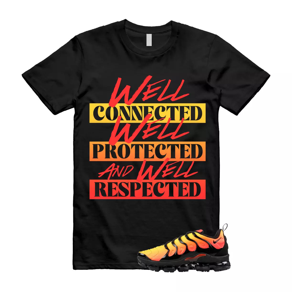 VaporMax Crimson Total Orange Plus Black T Shirt Match WELL T-Shirt, Sneaker Match Tee