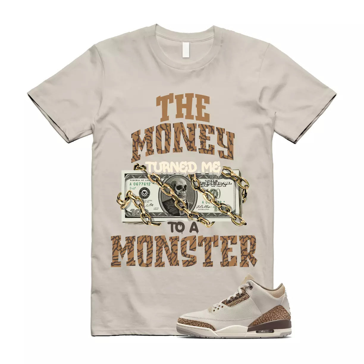 Palomino 3 Light Orewood Brown Metallic Gold British Tan T Shirt Match MONSTER T-Shirt, Sneaker Match Tee