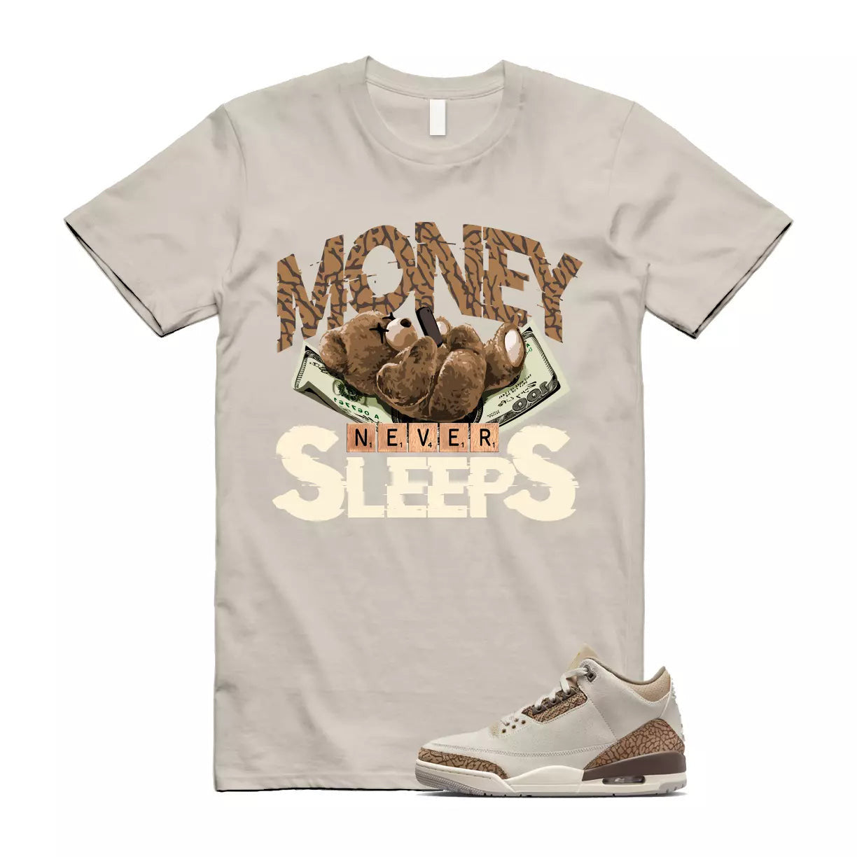 Palomino 3 Light Orewood Brown Metallic Gold British Tan T Shirt Match MNS T-Shirt, Sneaker Match Tee