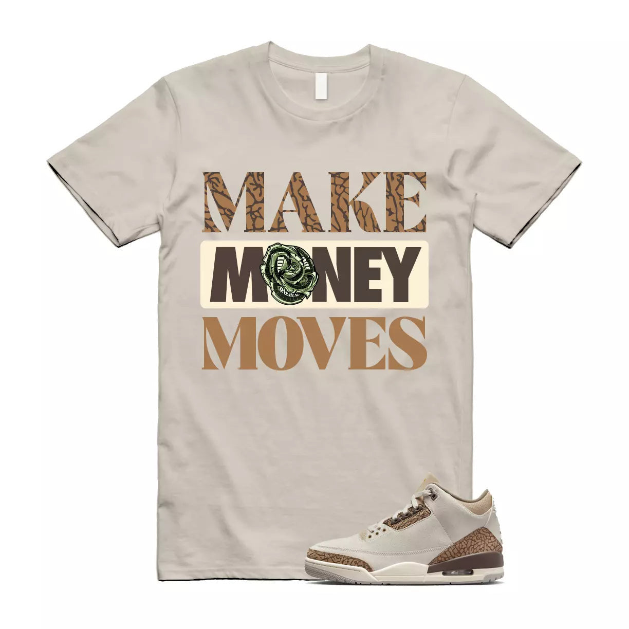 Palomino 3 Light Orewood Brown Metallic Gold British Tan T Shirt Match MOVES T-Shirt, Sneaker Match Tee