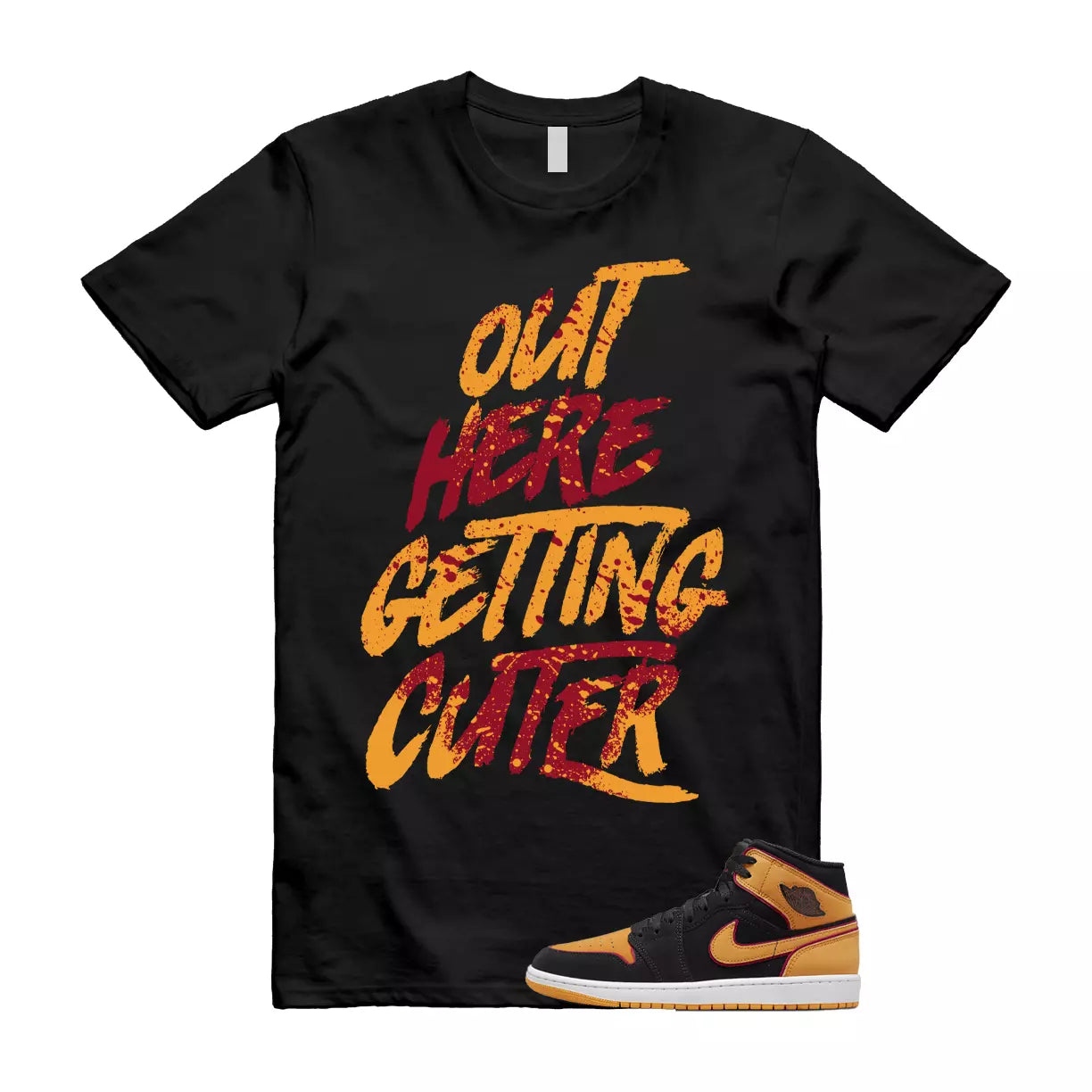 Vivid Orange Fat Tongue Black Cardinal Red 1 Mid T Shirt Match CUTER T-Shirt, Sneaker Match Tee