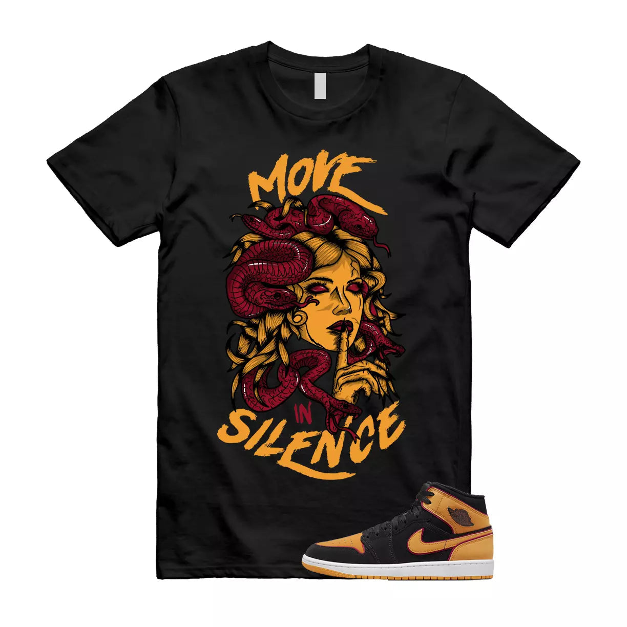 Vivid Orange Fat Tongue Black Cardinal Red 1 Mid T Shirt Match MIS T-Shirt, Sneaker Match Tee