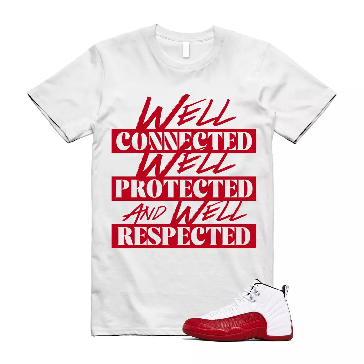 Cherry 12 Varsity Red White T Shirt Match WELL T-Shirt, Sneaker Match Tee