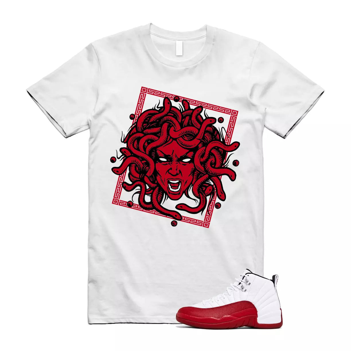 Cherry 12 Varsity Red White T Shirt Match SHM T-Shirt, Sneaker Match Tee