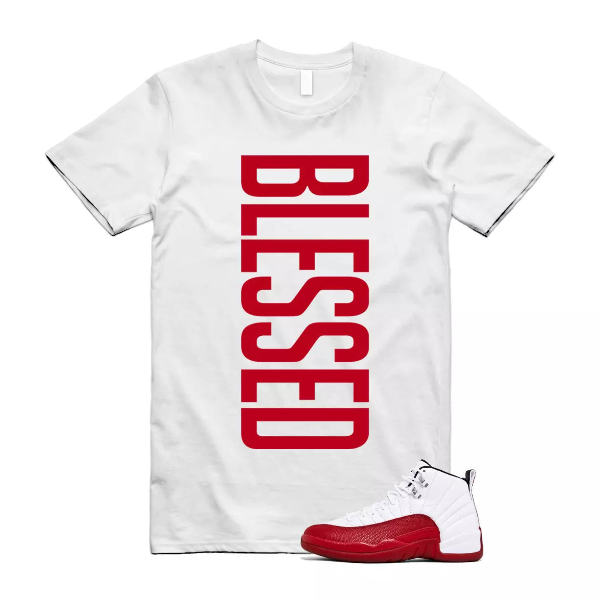 Cherry 12 Varsity Red White T Shirt Match VERTBLS T-Shirt, Sneaker Match Tee