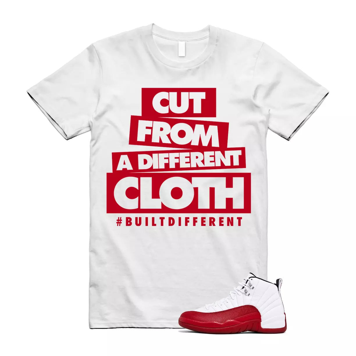 Cherry 12 Varsity Red White T Shirt Match CLOTH T-Shirt, Sneaker Match Tee