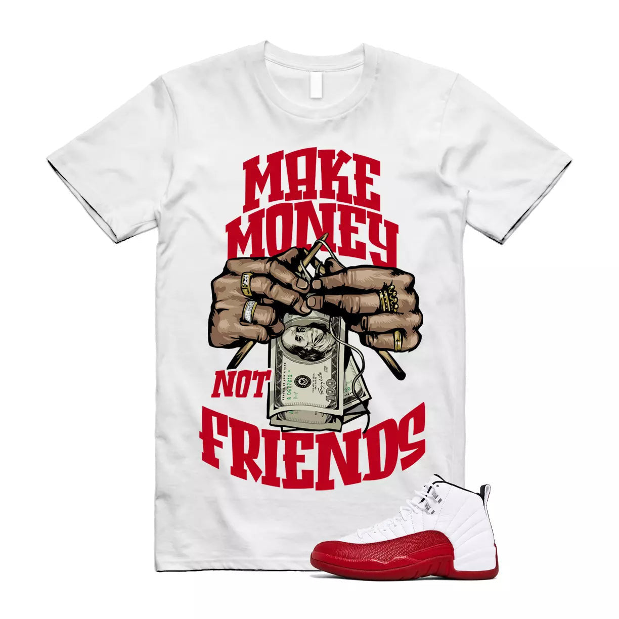 Cherry 12 Varsity Red White T Shirt Match MM T-Shirt, Sneaker Match Tee