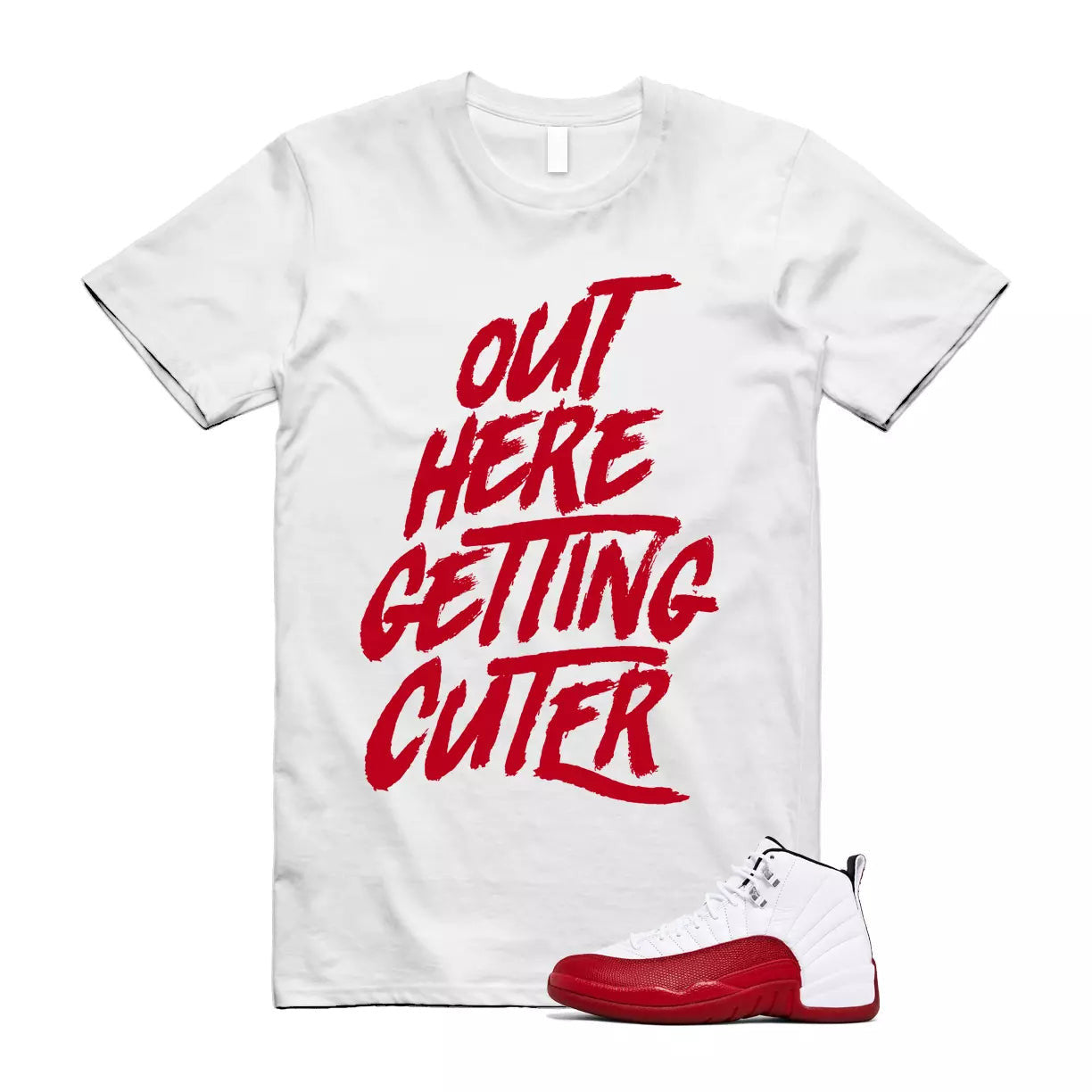 Cherry 12 Varsity Red White T Shirt Match CUTER T-Shirt, Sneaker Match Tee