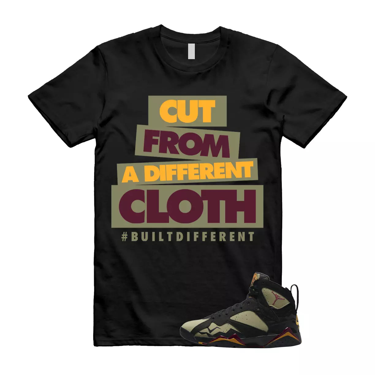 CLOTH Shirt to match Air Jordan 7 Olive Black Cherrywood Red Chutney OG Bordeaux T-Shirt, Sneaker Match Tee