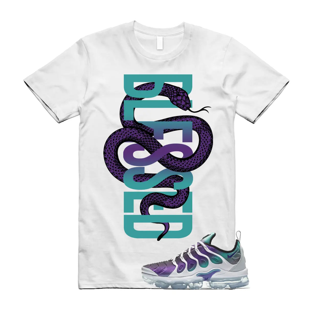 SNAKE Shirt to match Air VaporMax Plus Grape Fierce Purple Aurora Green Gradient T-Shirt, Sneaker Match Tee