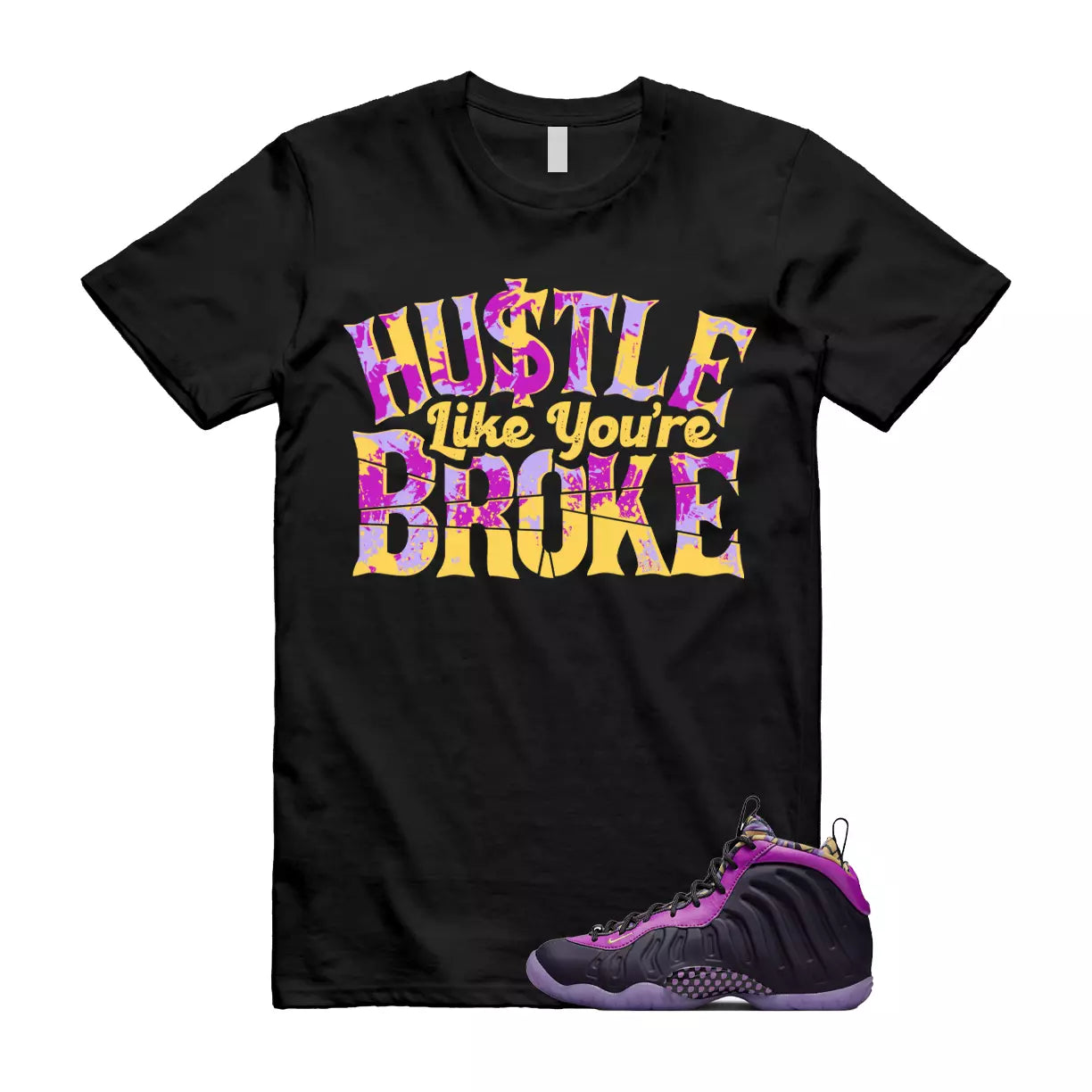 BROKE Shirt to match Little Posite One Cave Purple Saturn Gold Vivid Black Foam T-Shirt, Sneaker Match Tee
