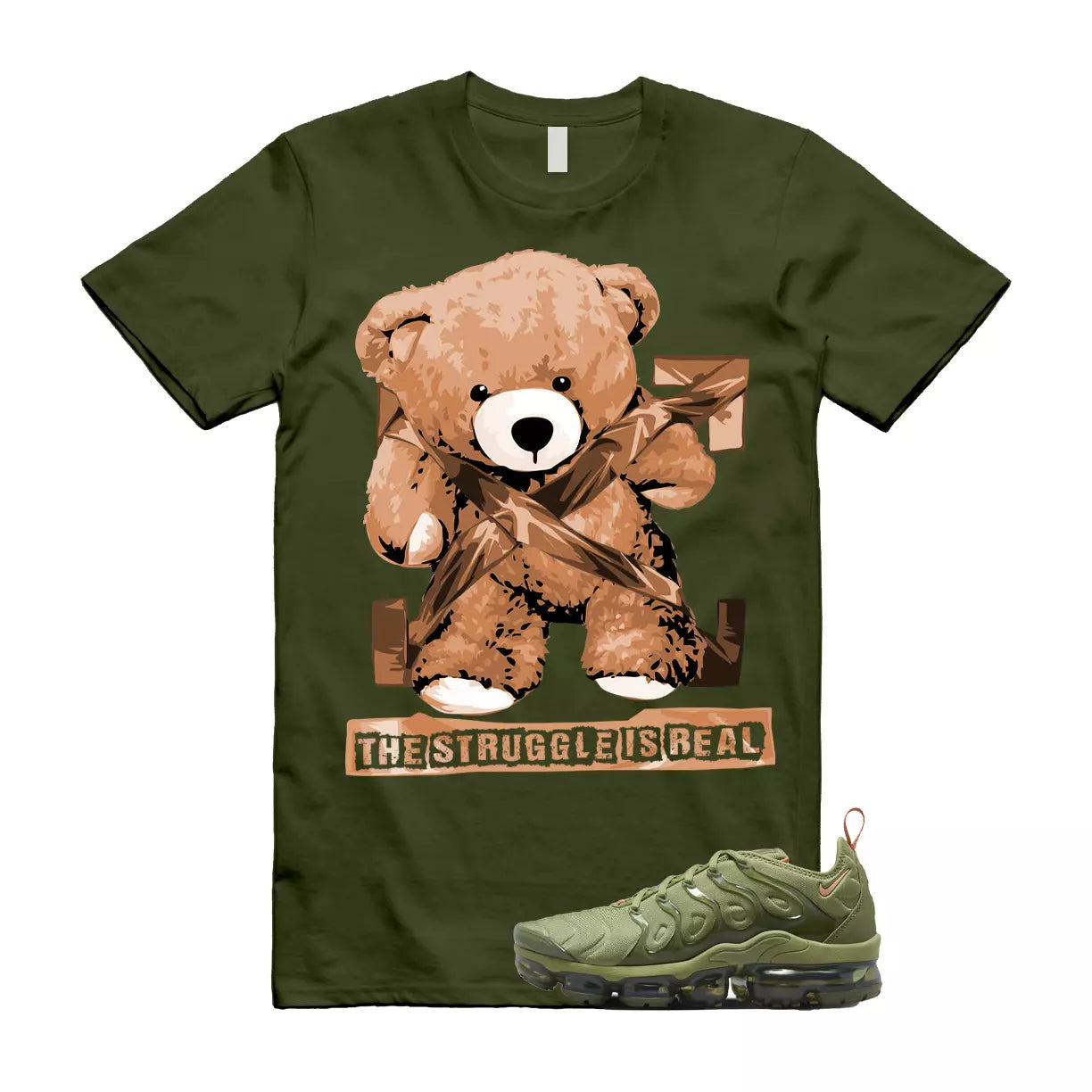The Struggle is Real T-Shirt to match N Air VaporMax Plus Alligator WMNS Olive Orange Trance T-Shirt, Sneaker Match Tee