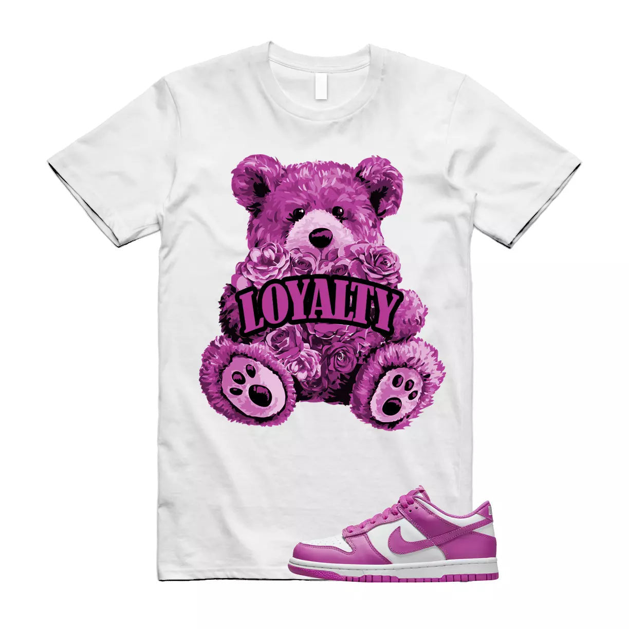 LYLTY T Shirt to match N Dunk Low GS Active Fuchsia White Kids T-Shirt, Sneaker Match Tee