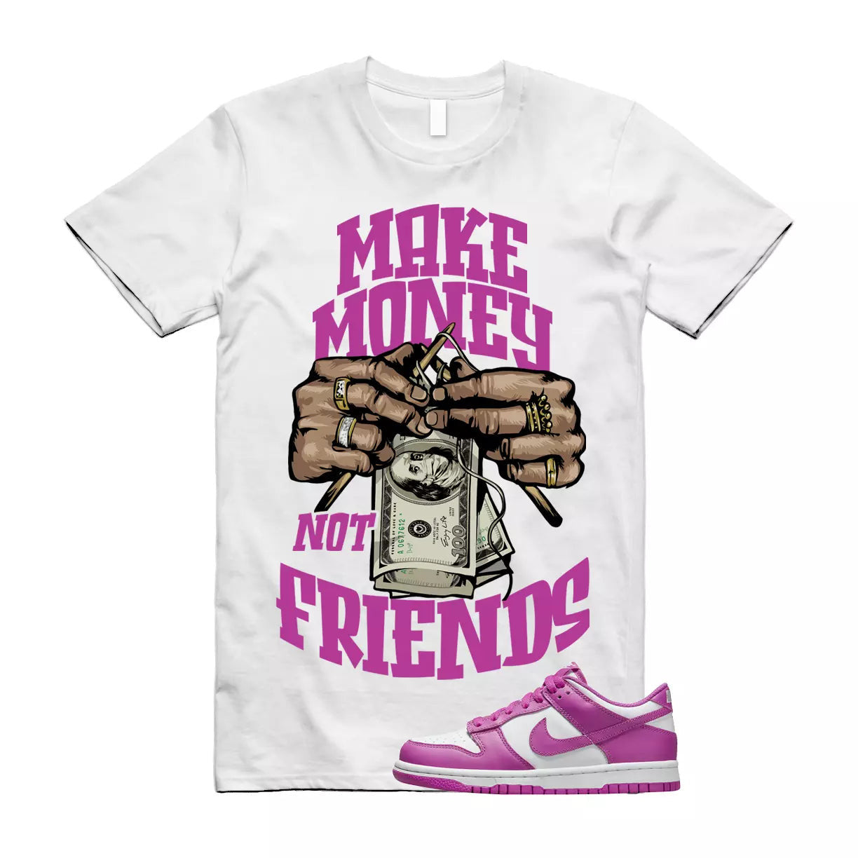 MM T Shirt to match N Dunk Low GS Active Fuchsia White Kids T-Shirt, Sneaker Match Tee