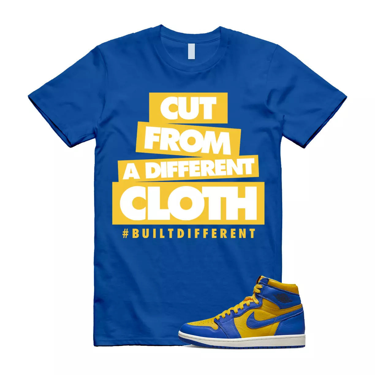 Reverse Laney 1 Game Royal Blue Air WMNS Varsity Maize Sail T Shirt Match CLOTH T-Shirt, Sneaker Match Tee