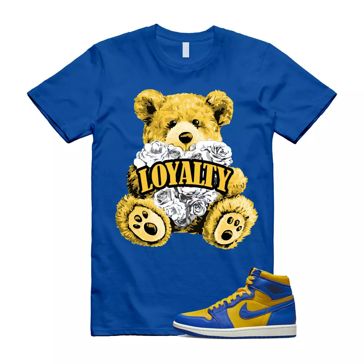 Reverse Laney 1 Game Royal Blue Air WMNS Varsity Maize Sail T Shirt Match LYLTY T-Shirt, Sneaker Match Tee