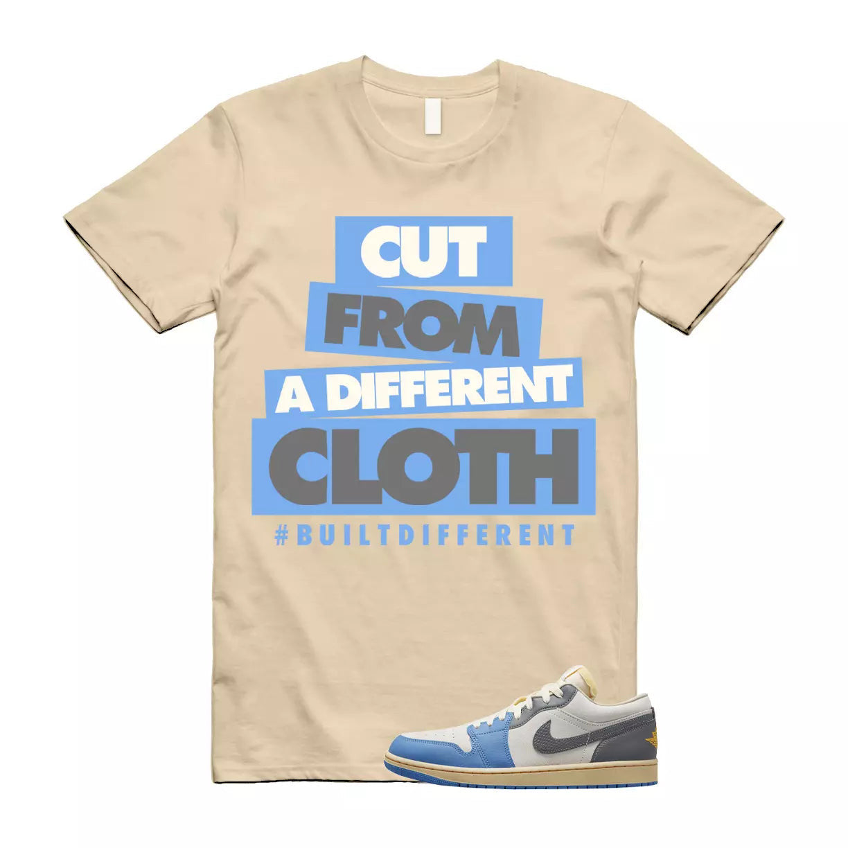CLOTH Shirt to match Air Jordan1 Low SE Tokyo Vintage Dutch Blue Smoke Grey Sail T-Shirt, Sneaker Match Tee