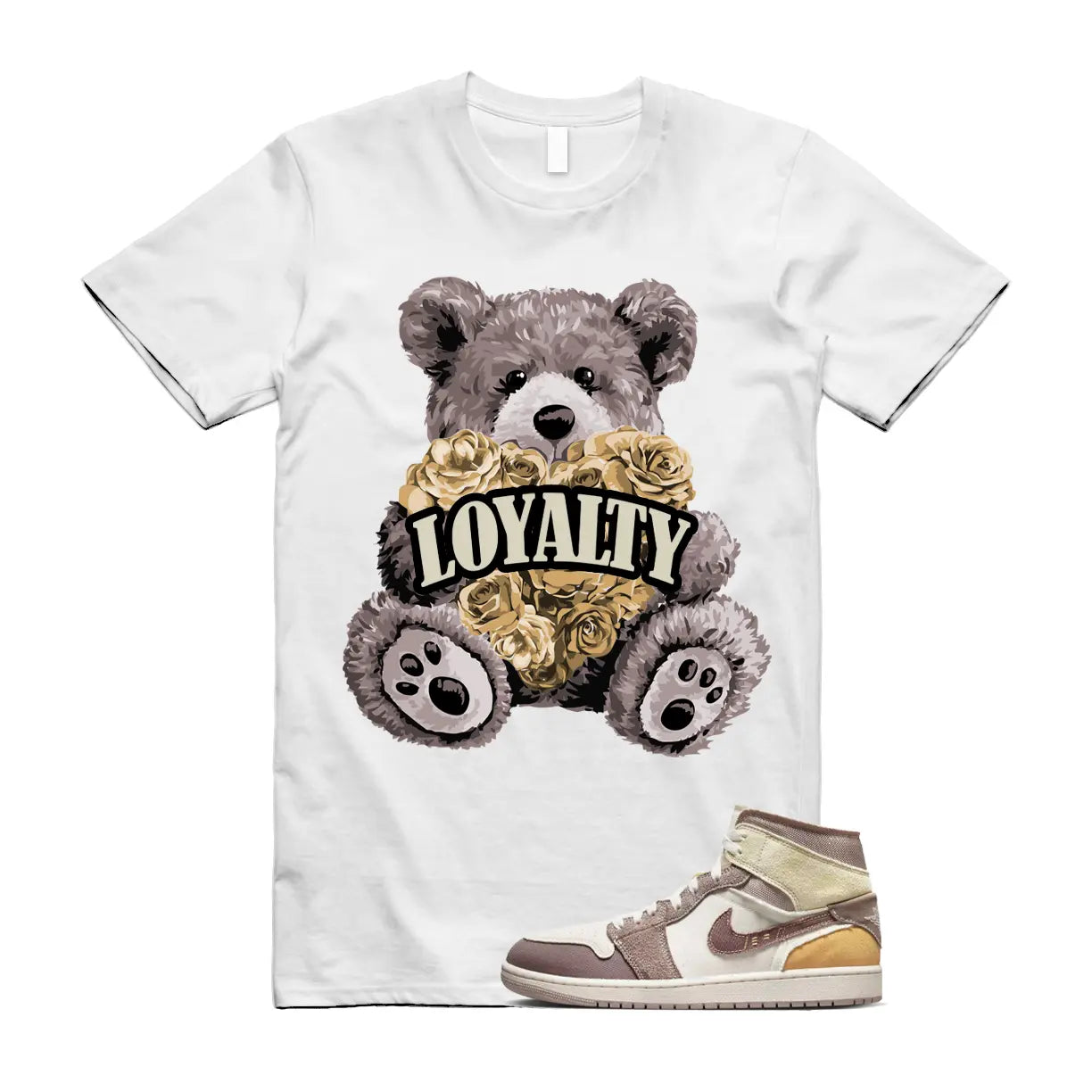 LYLTY T Shirt to match Air Jordan 1 Mid SE Craft Inside Out Taupe Haze Sail Gold T-Shirt, Sneaker Match Tee