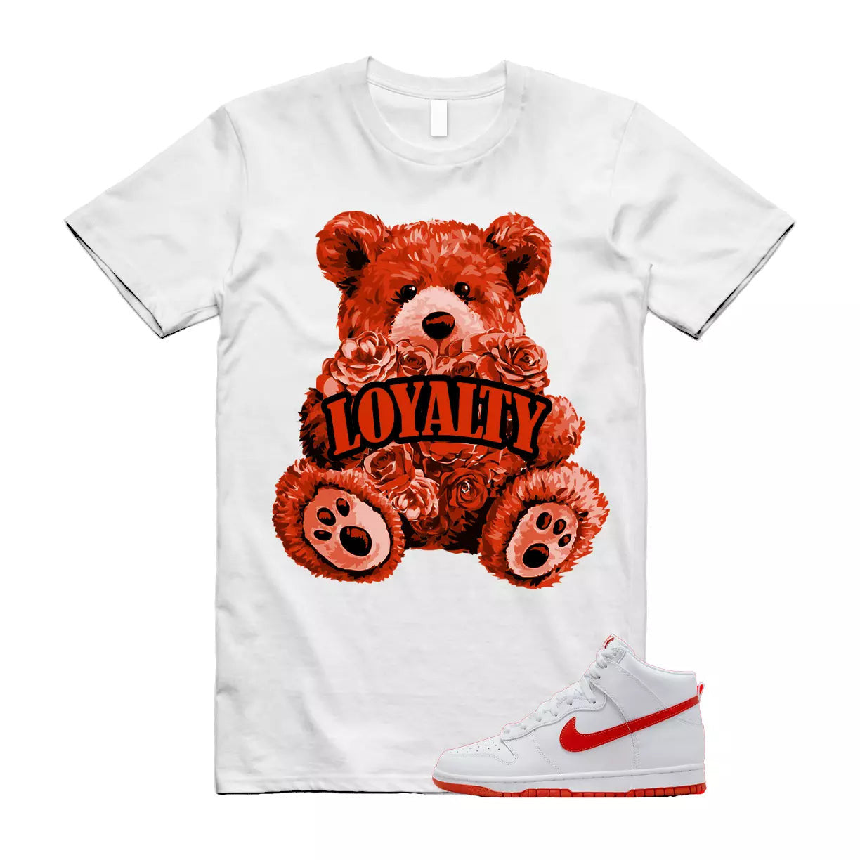 LYLTY T Shirt to match N Dunk High Low Picante Red White T-Shirt, Sneaker Match Tee