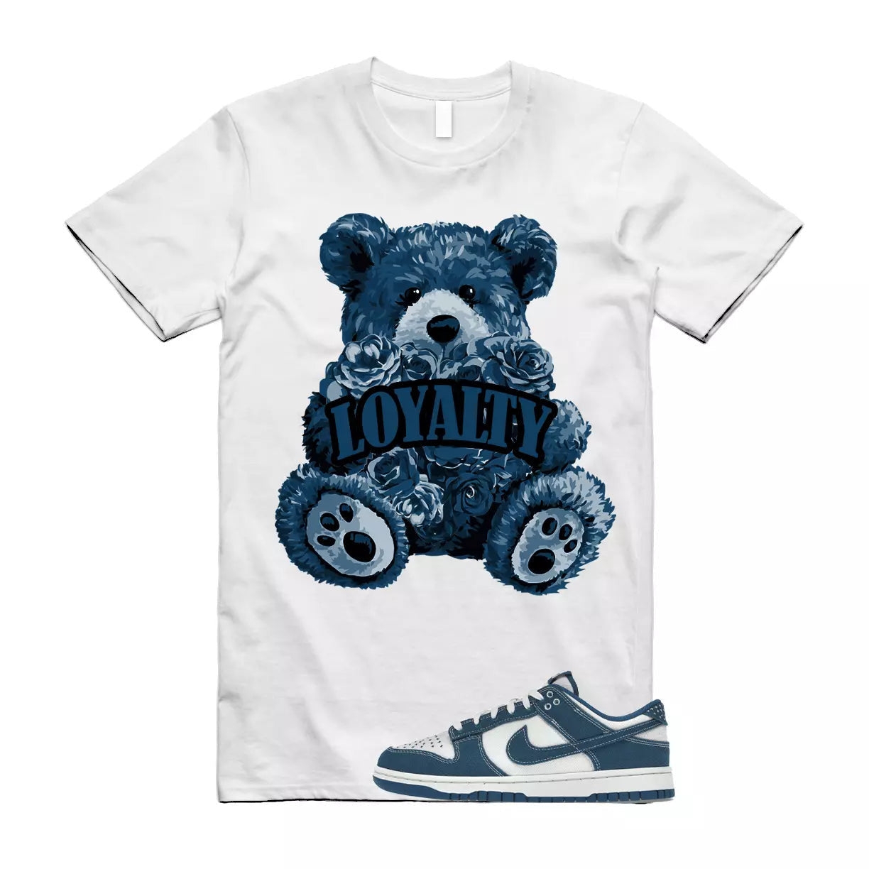 LYLTY T Shirt to match N Dunk Low Industrial Blue Sashiko Summit White Japan T-Shirt, Sneaker Match Tee