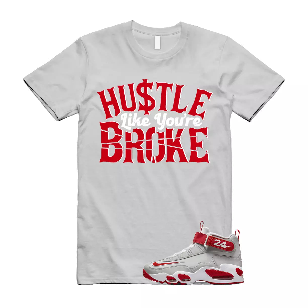 BROKE Shirt to match N Air Griffey Max1 Cincinnati Reds Pure Platinum University T-Shirt, Sneaker Match Tee