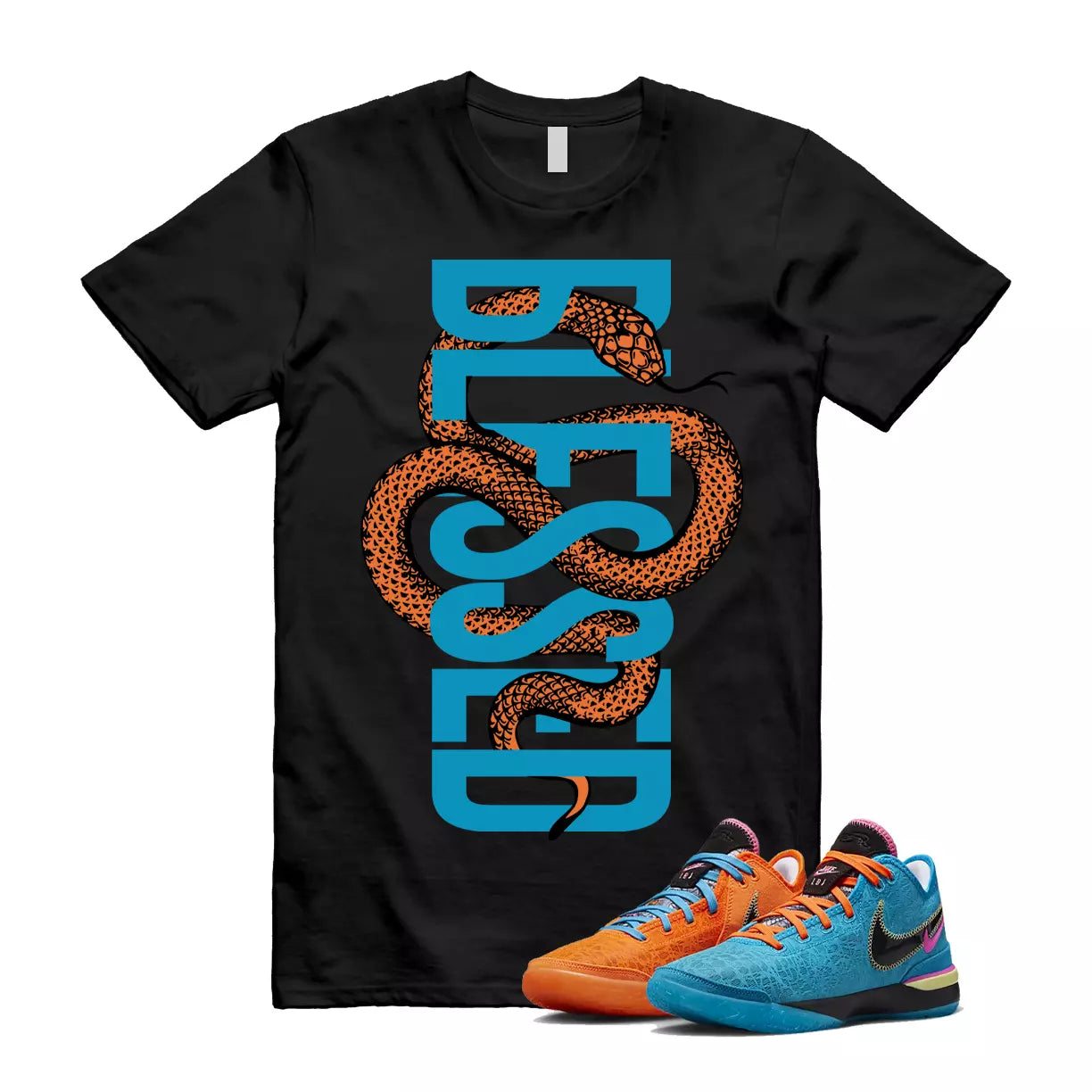 SNAKEB T Shirt to match N Zoom LeBron NXXT Gen I Promise Multi Color Blue Orange T-Shirt, Sneaker Match Tee