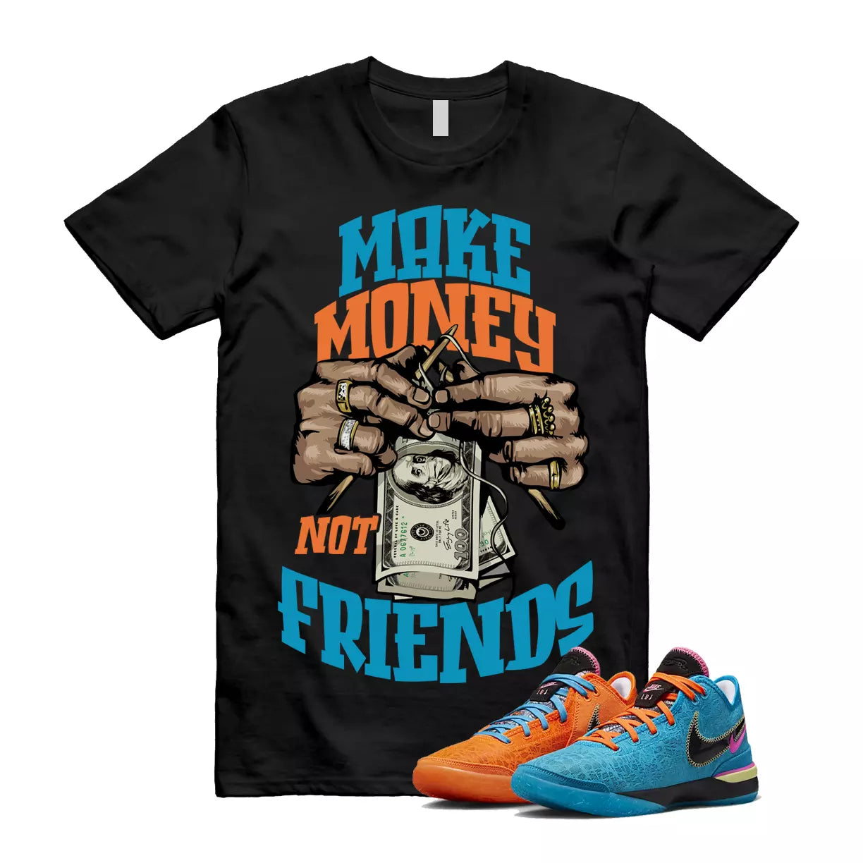 MM T Shirt to match N Zoom LeBron NXXT Gen I Promise Multi Color Blue Orange T-Shirt, Sneaker Match Tee