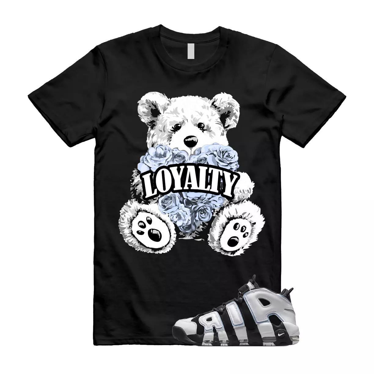 LYLTY T Shirt to match N Air More Uptempo 96 Cobalt Bliss Black White MultiColor T-Shirt, Sneaker Match Tee