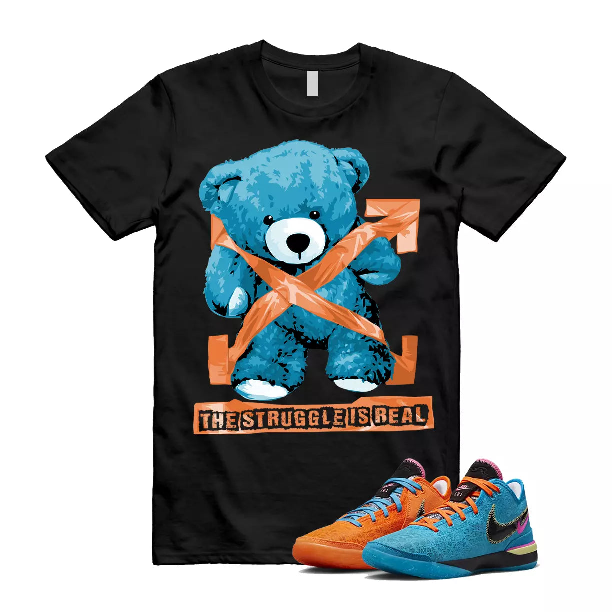 The Struggle is Real T-Shirt to match N Zoom LeBron NXXT Gen I Promise Multi Color Blue Orange T-Shirt, Sneaker Match Tee