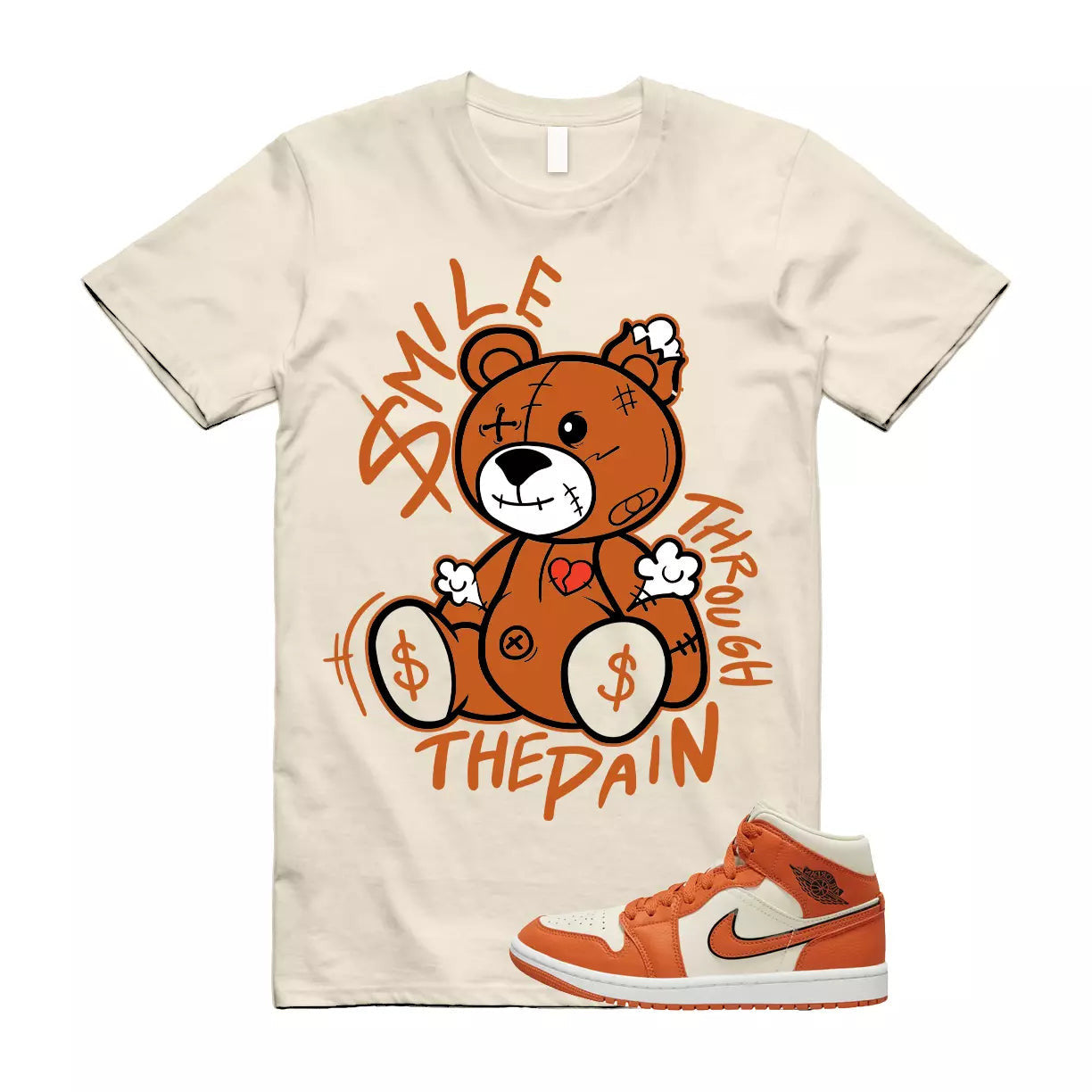 SM2 T Shirt to match Air Jordan 1 Mid SE WMNS Coconut Milk Sport Spice Sail T-Shirt, Sneaker Match Tee