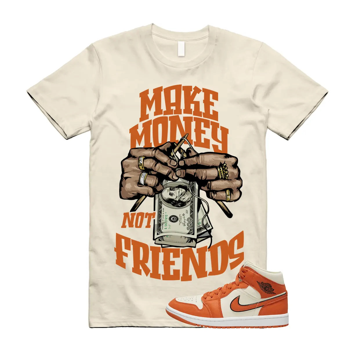 MM T Shirt to match Air Jordan 1 Mid SE WMNS Coconut Milk Sport Spice Sail T-Shirt, Sneaker Match Tee