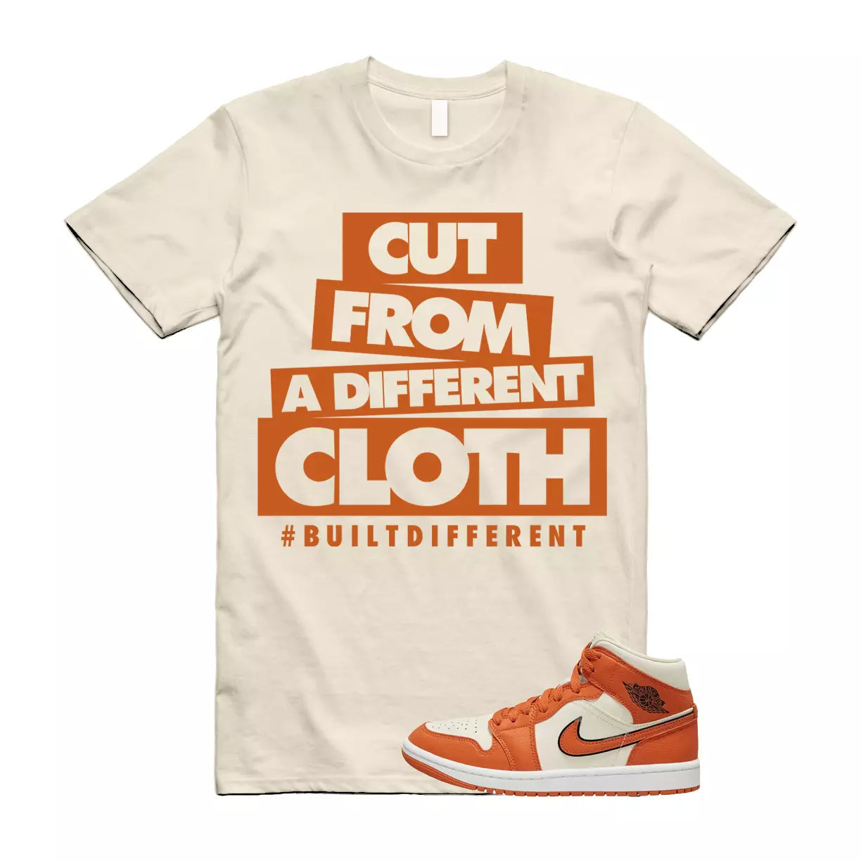 CLOTH T Shirt to match Air Jordan 1 Mid SE WMNS Coconut Milk Sport Spice Sail T-Shirt, Sneaker Match Tee