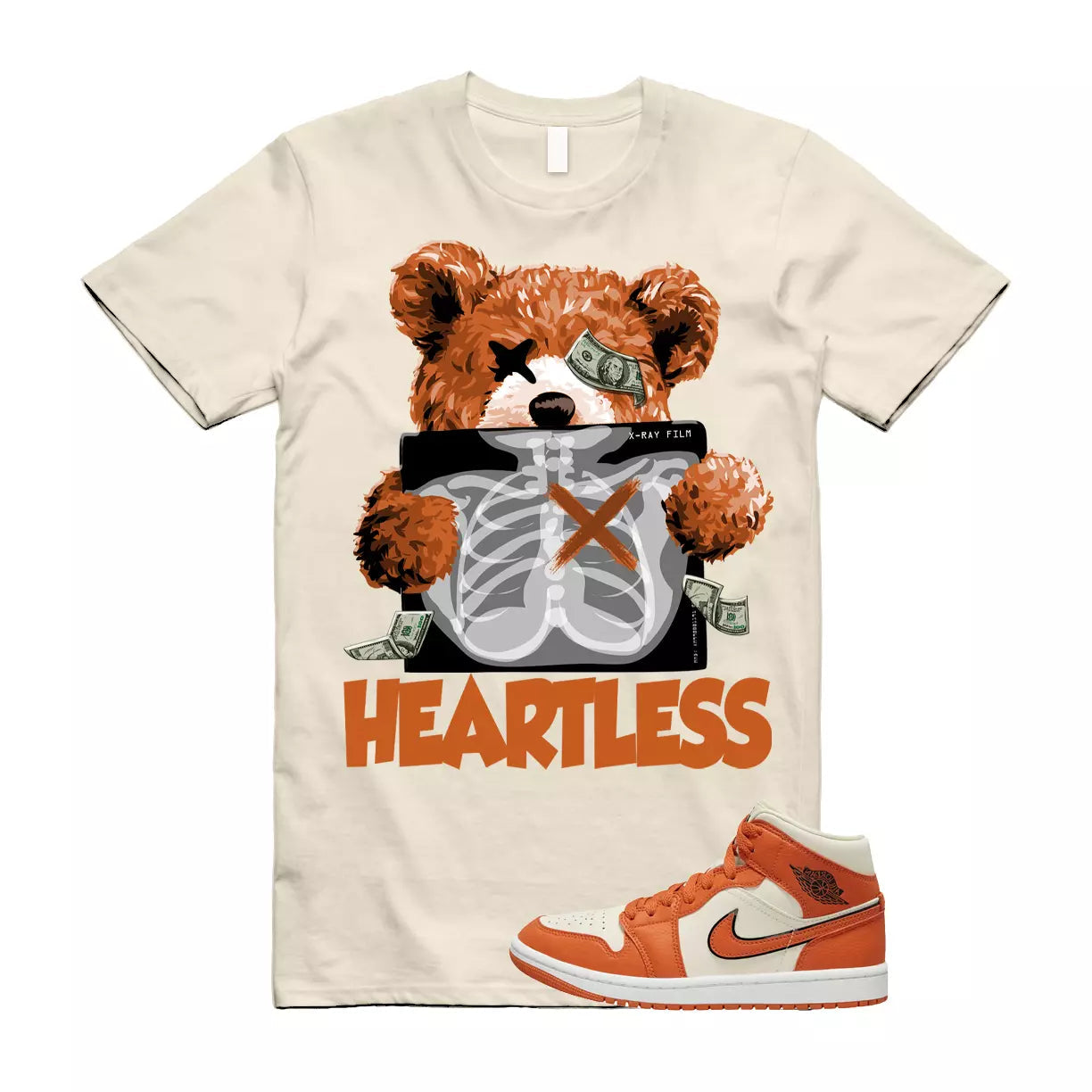 HEART T Shirt to match Air Jordan 1 Mid SE WMNS Coconut Milk Sport Spice Sail T-Shirt, Sneaker Match Tee