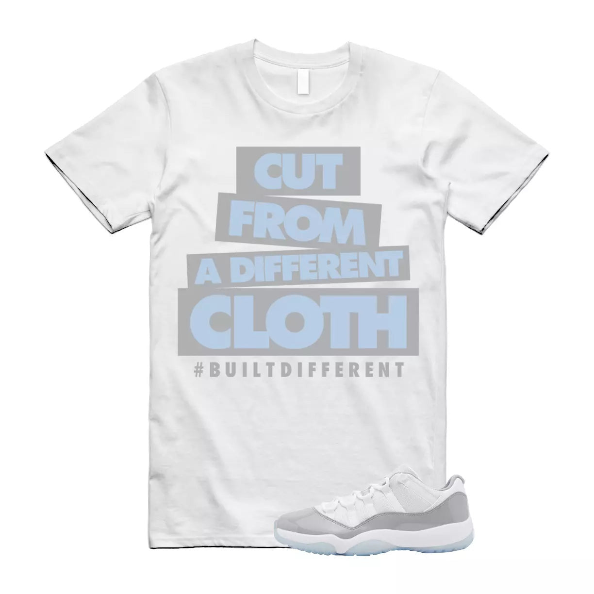 CLOTH T Shirt to match Air Jordan 11 Low Cement Grey University Blue White Cool T-Shirt, Sneaker Match Tee