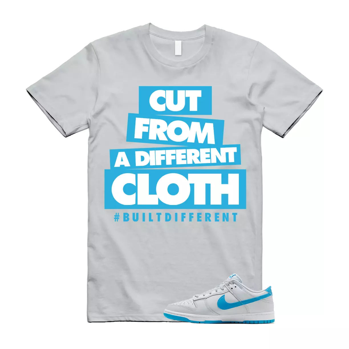 CLOTH T Shirt to match N Dunk Low Retro Pure Platinum Blue Grey Lightning White T-Shirt, Sneaker Match Tee