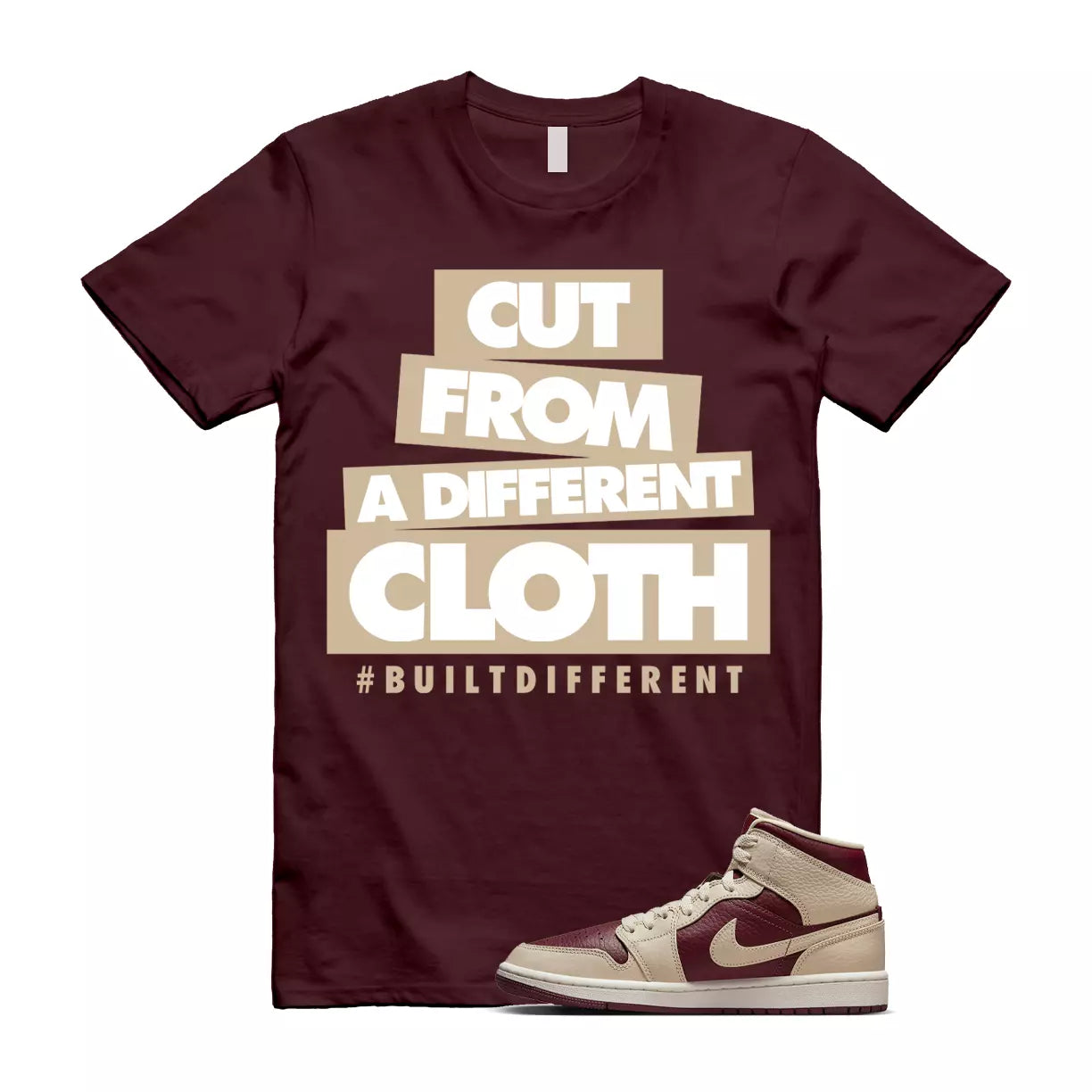 CLOTH T Shirt to match Air Jordan 1 Mid WMNS Split Beach Cherrywood Red Sail T-Shirt, Sneaker Match Tee