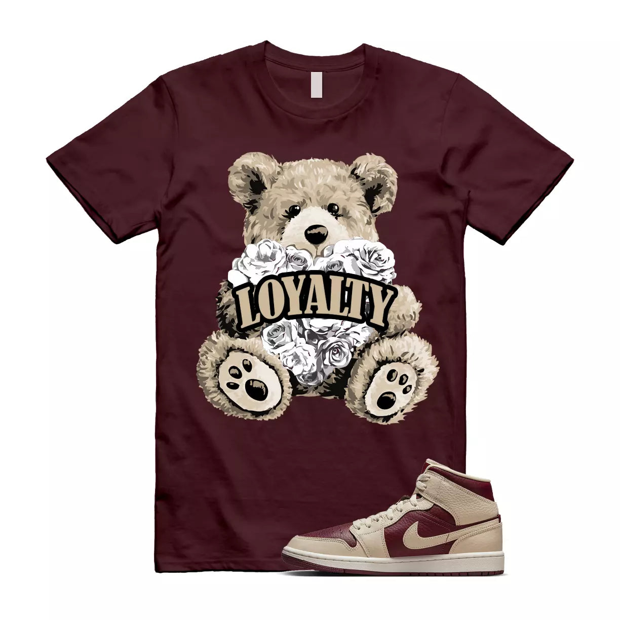 LYLTY T Shirt to match Air Jordan 1 Mid WMNS Split Beach Cherrywood Red Sail T-Shirt, Sneaker Match Tee