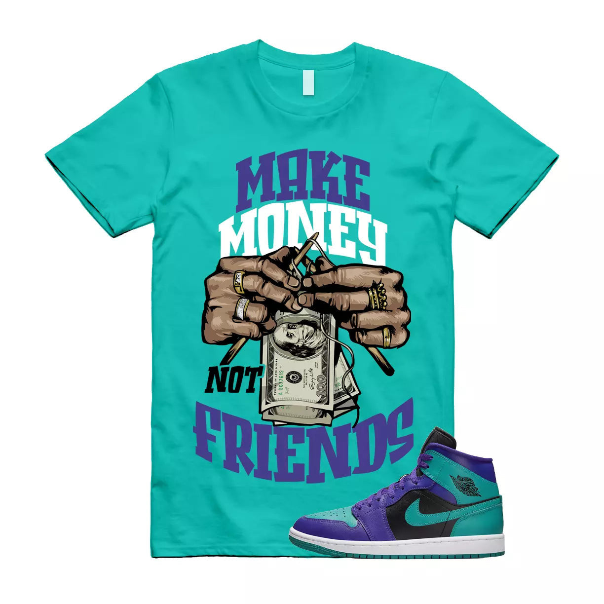 MM Shirt to match Jordan 1 Dark Concord New Emerald Teal Purple Grape Witness T-Shirt, Sneaker Match Tee