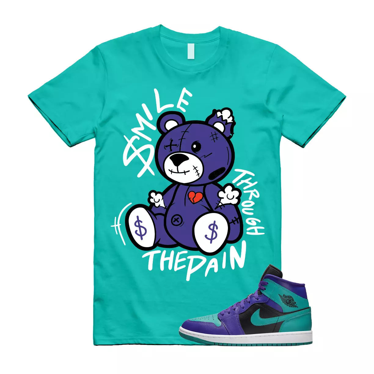 SM2 Shirt to match Jordan 1 Dark Concord New Emerald Teal Purple Grape Witness T-Shirt, Sneaker Match Tee